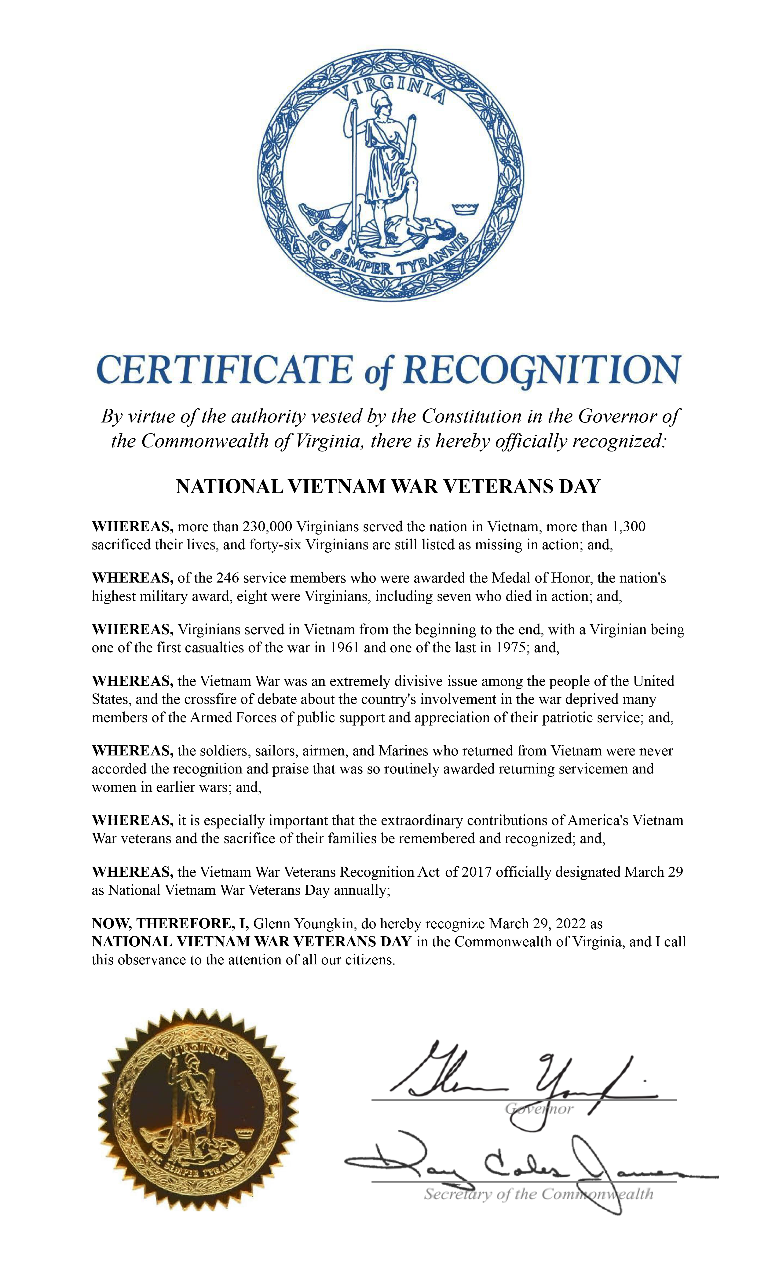 Virginia 2022 Proclamation
